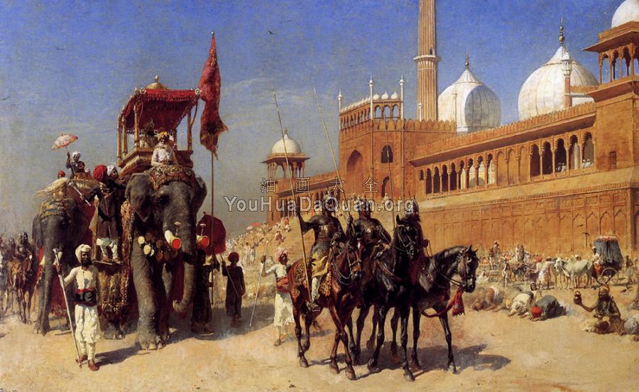 Great Mogul and his Court Returning From the Great Mosque at Delhi India - 埃德温·罗德·威克斯